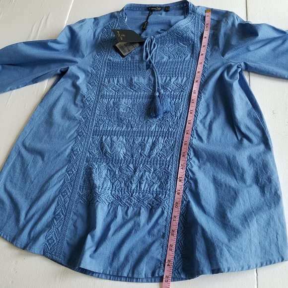 NWT Massimo Dutti Boho Long Sleeve Shirt Embroidered Tassel Size XS 100%cotton - Picture 4 of 8